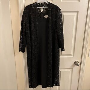 Miss Cristina Black Lace Overlay Dress